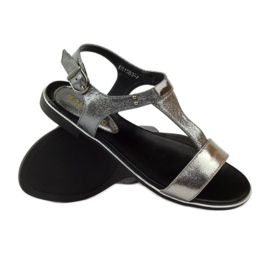 M.Daszyński Sandals flat heel Daszyński silver-black grey 3
