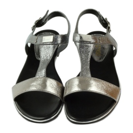 M.Daszyński Sandals flat heel Daszyński silver-black grey 4