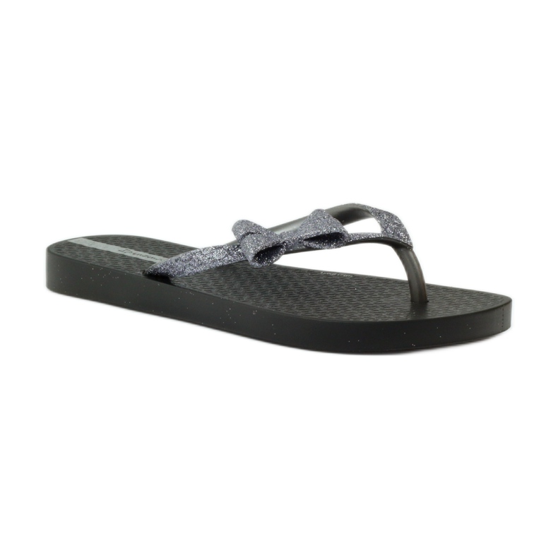 Glitter flip-flops with Ipanema bow grey black 2