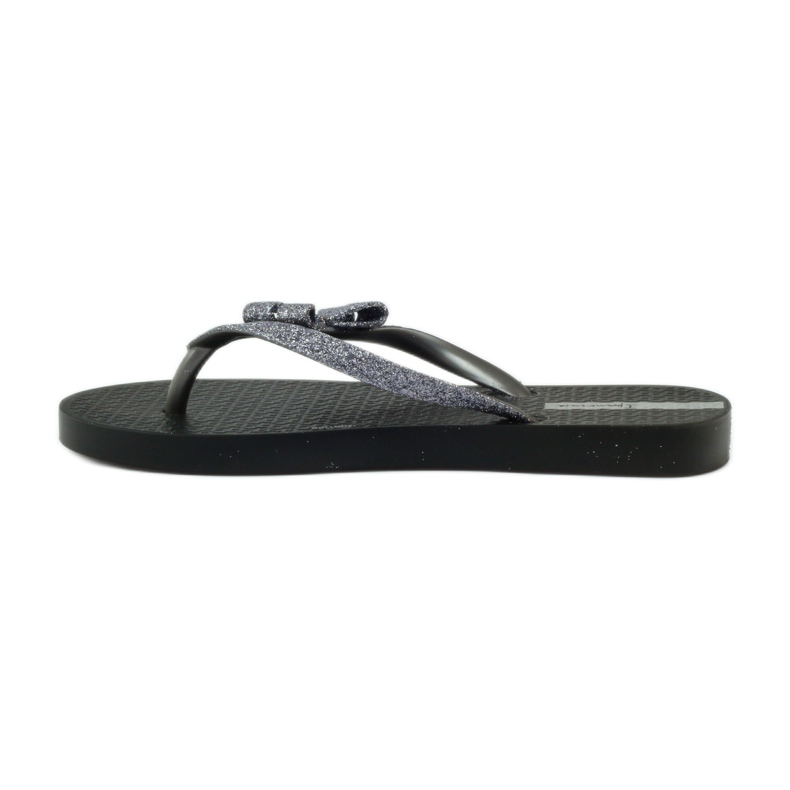 Glitter flip-flops with Ipanema bow grey black 3