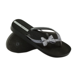 Glitter flip-flops with Ipanema bow grey black 4