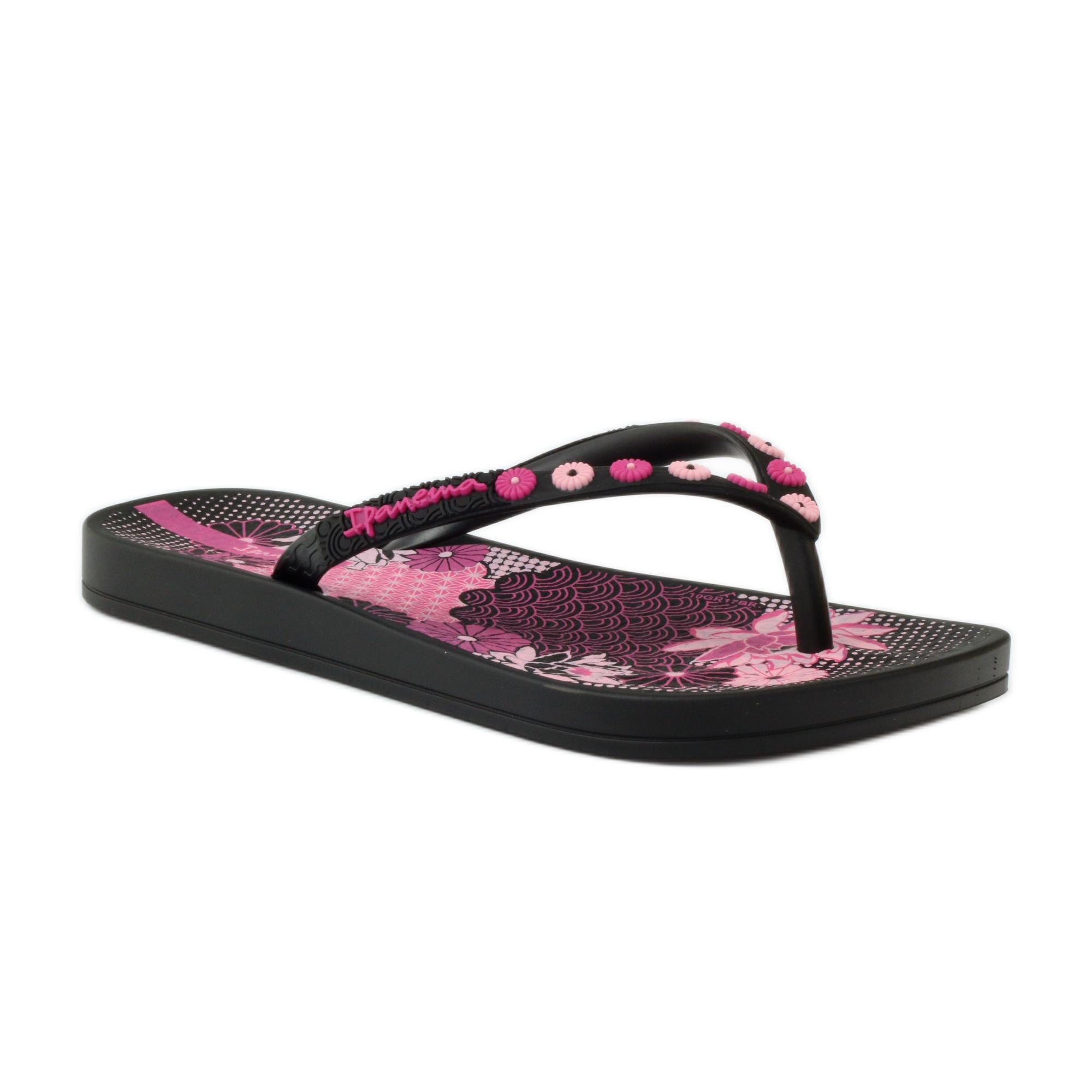 Ipanema 82387 floral flip flops black pink
