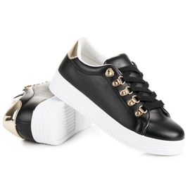 Lovery Stylish sports black sneakers yellow 1 Lovery Stylish sports black sneakers yellow 1