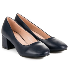 Renda Navy blue pumps with low heels 1