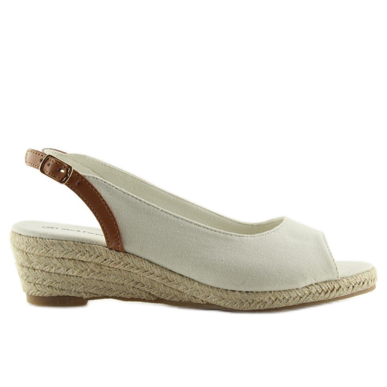 Beige beige espadrilles on a low wedge heel 2