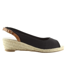 Black espadrilles on a low wedge heel 2