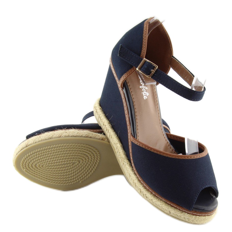 Wedge sandals AF-74 navy navy blue 2