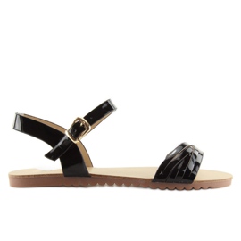 Sandals with shiny black stripes 1 Sandals with shiny black stripes 1