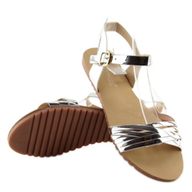 Sandals with shiny silver stripes grey 1