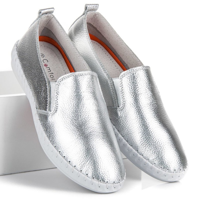 VINCEZA Silver Slipons grey 1