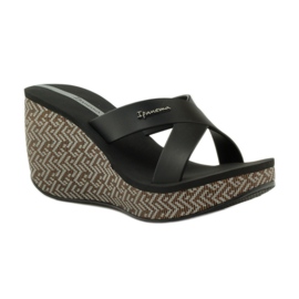 Women's Ipanema 82288 wedge slippers black brown 1