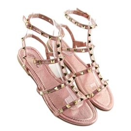 Women's sandals with pink H56 Champagne studs 2
