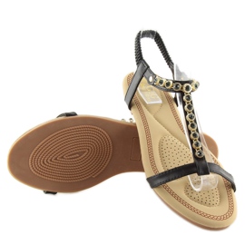Black sandals with cubic zirconias AS10875 Black 1
