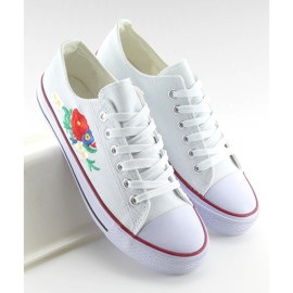 White sneakers with embroidery B71H-25 white 2