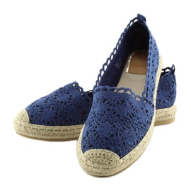 Navy blue lace espadrilles BB11 jeans 1
