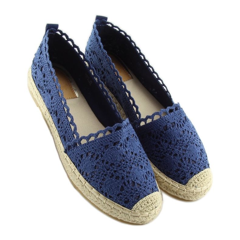 Navy blue lace espadrilles BB11 jeans 2