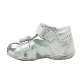 Bartuś sandals for Velcro with silver flowers 2