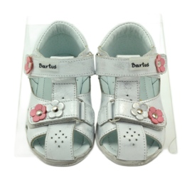 Bartuś sandals for Velcro with silver flowers 4