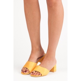 Renda Suede high-heeled sandals yellow 1
