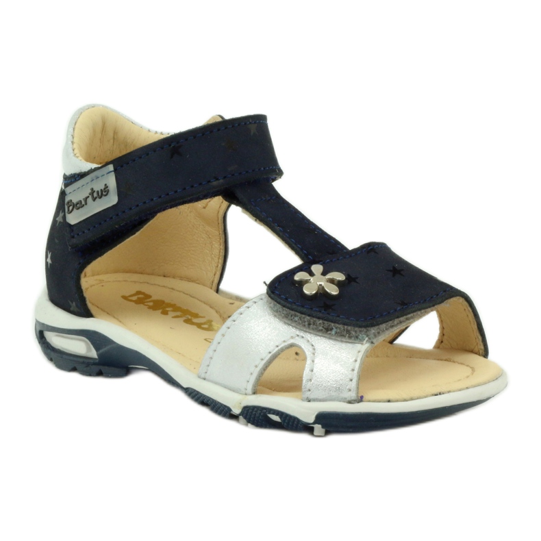 Leather sandals for Velcro 138 navy blue/silver Bartuś 1 Leather sandals for Velcro 138 navy blue/silver Bartuś 1