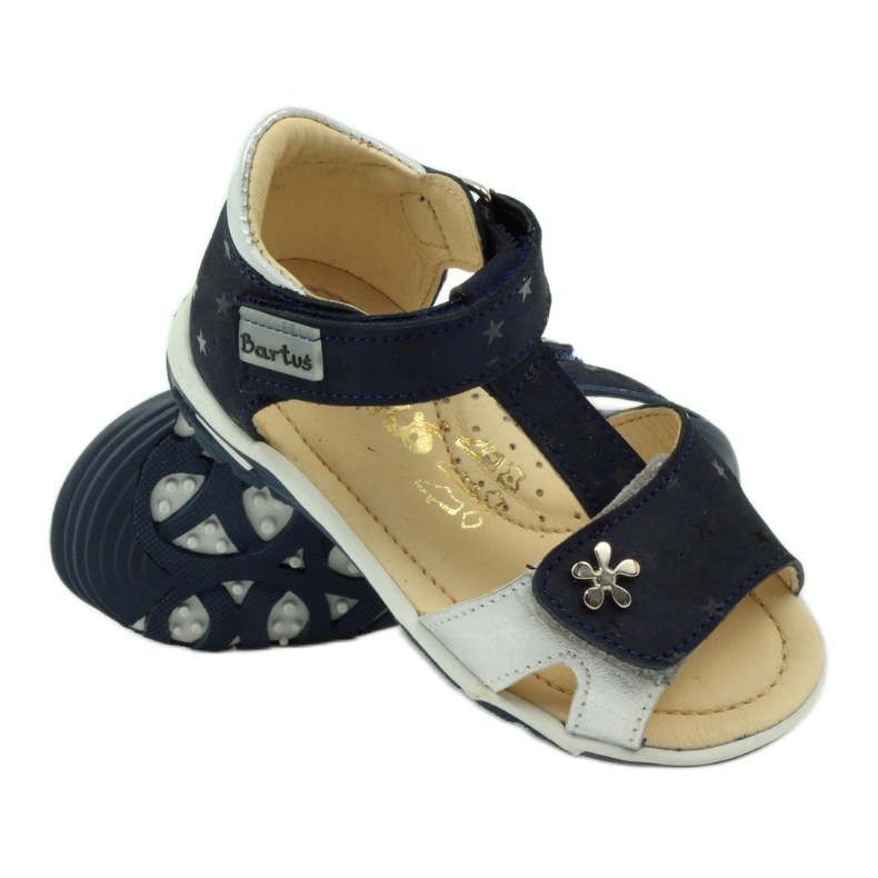 Leather sandals for Velcro 138 navy blue/silver Bartuś 3 Leather sandals for Velcro 138 navy blue/silver Bartuś 3