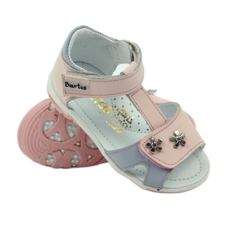 Sandals with Velcro Bartuś 138 pink grey 3