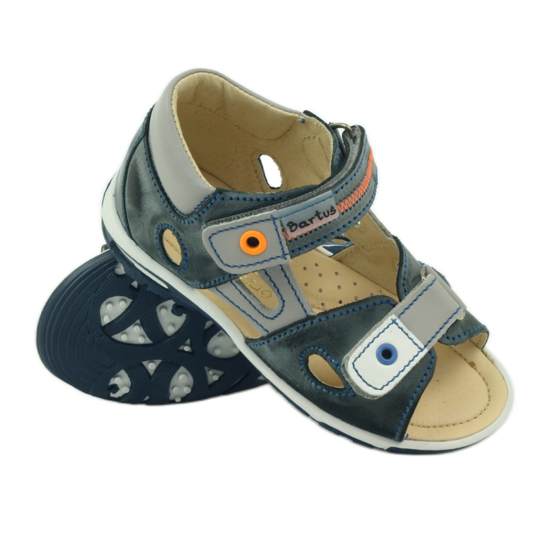 Sandals with Velcro Bartuś 119 dark gray grey 3