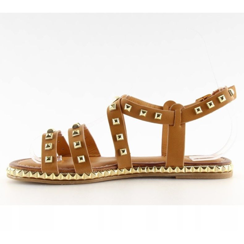 Sandals with studs camel WL193 Camel brown 2