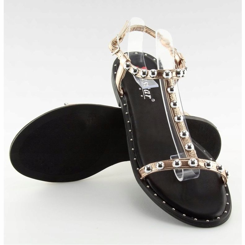 Sandals with pink studs DD88P Champagne 2