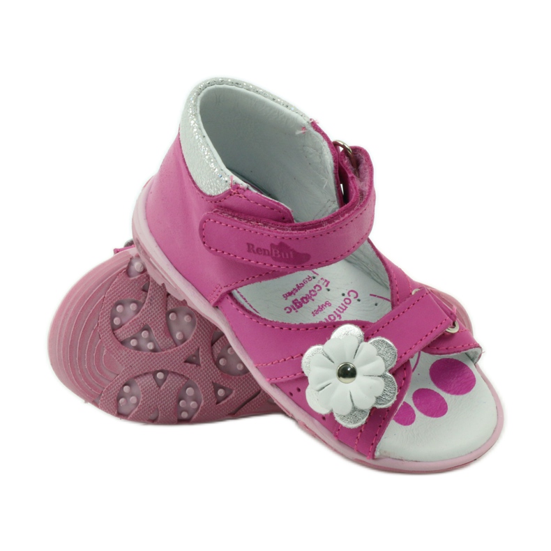 Ren But Leather girls' leather sandals with a flower 097 pink 3