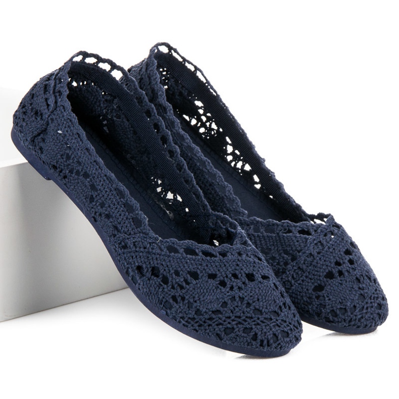 Seastar Navy blue lace ballerinas 2