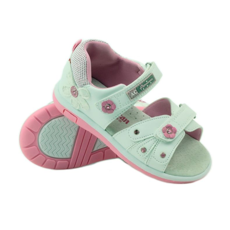 American Club Children's sandals with an American 87285 leather insert pink white 3