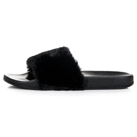 Black slippers with fur 2