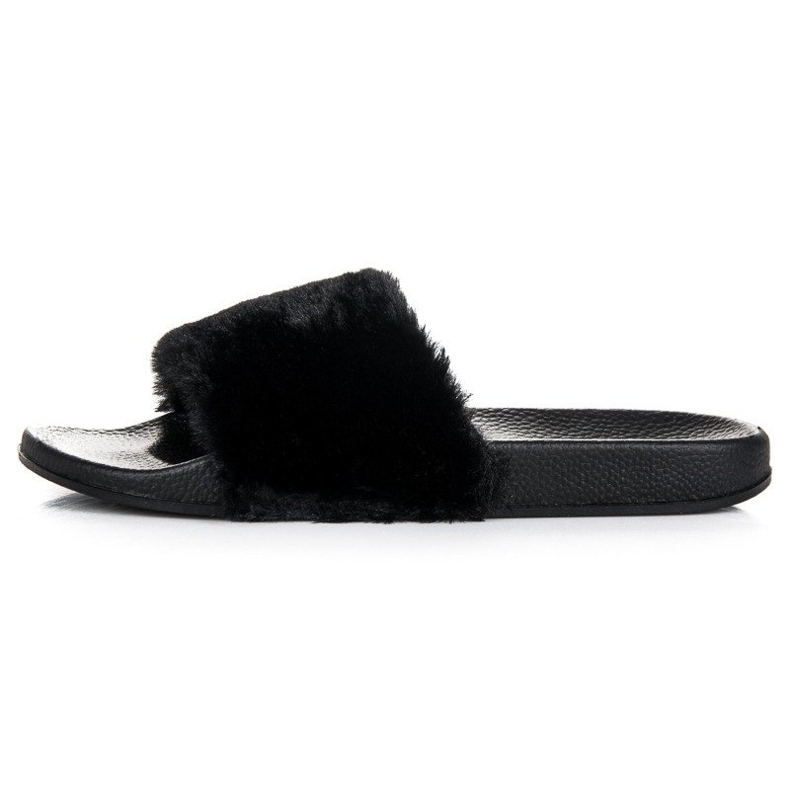 Black slippers with fur 2