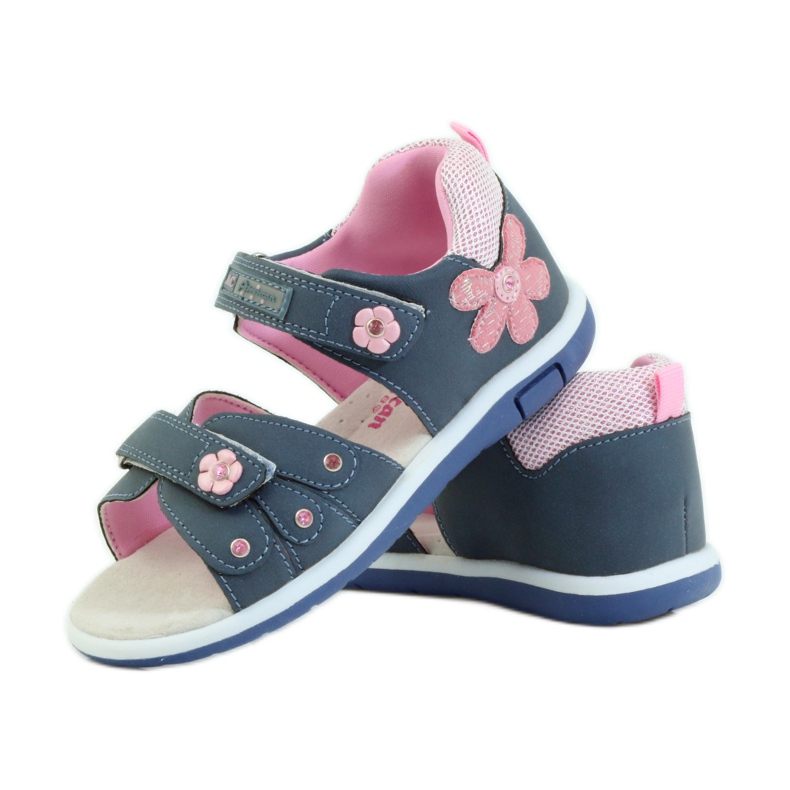 American Club Children's sandals with an American 87285 leather insert pink navy blue 3