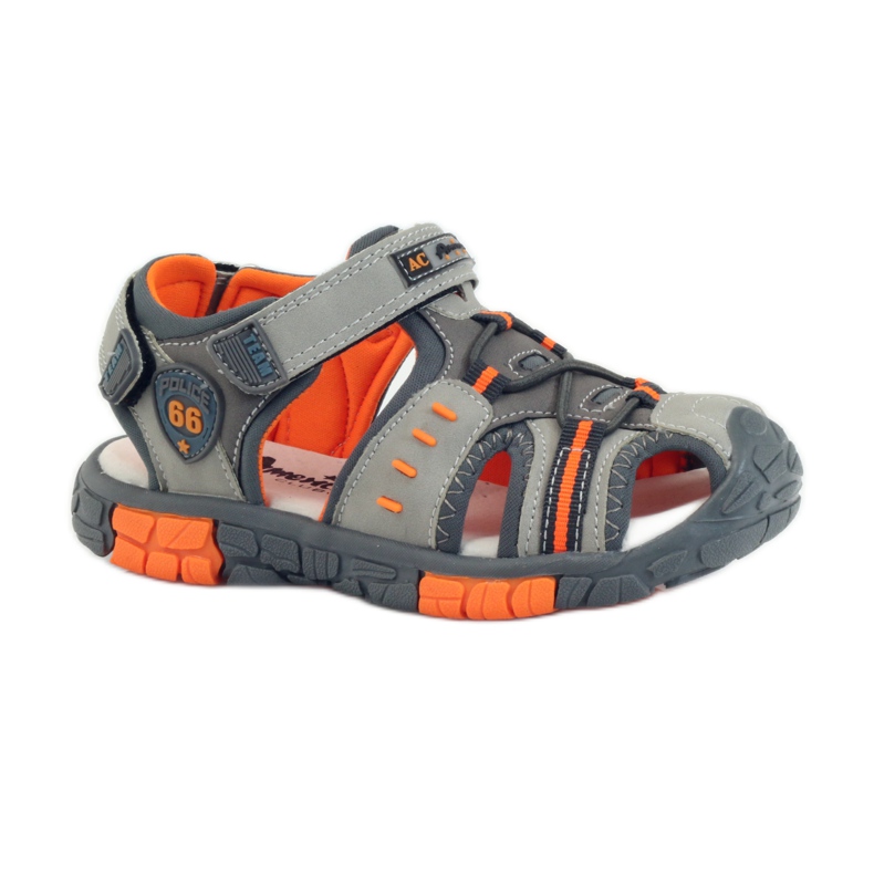 American Club Children's sandals with an American 93607 leather insert grey orange 1
