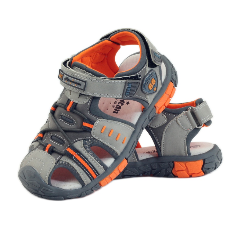 American Club Children's sandals with an American 93607 leather insert grey orange 3