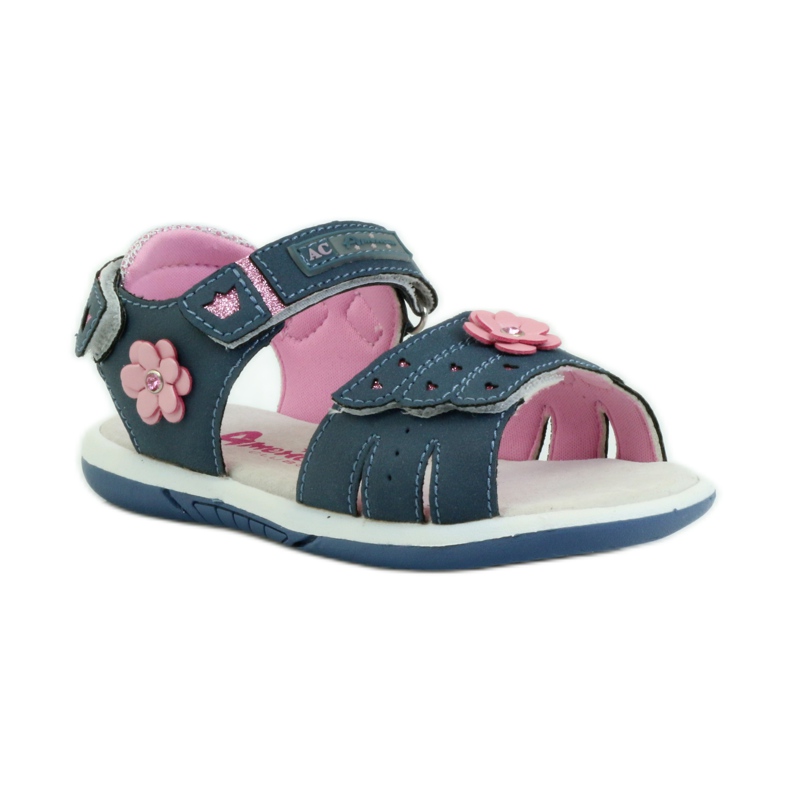 American Club Sandals with an American 93606 leather insert navy blue pink 1