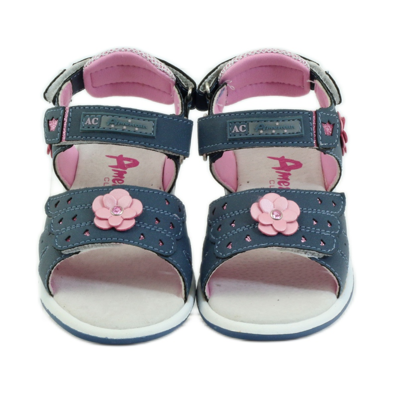 American Club Sandals with an American 93606 leather insert navy blue pink 4