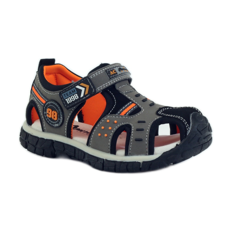 American Club Sandals with an American 93594 leather insert grey orange 1