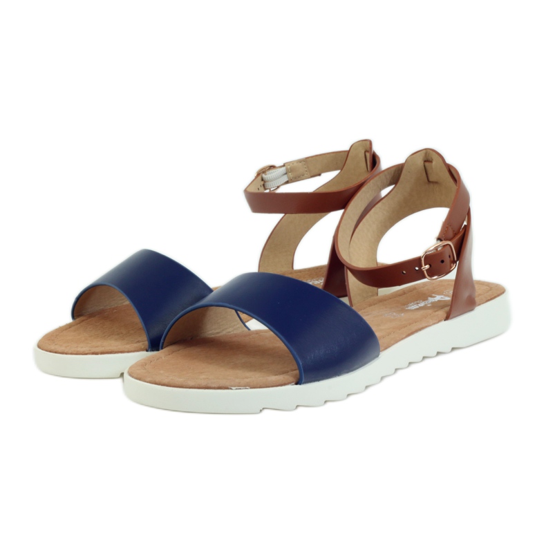 American Club American 170621 leather insole sandals brown navy blue 3 American Club American 170621 leather insole sandals brown navy blue 3