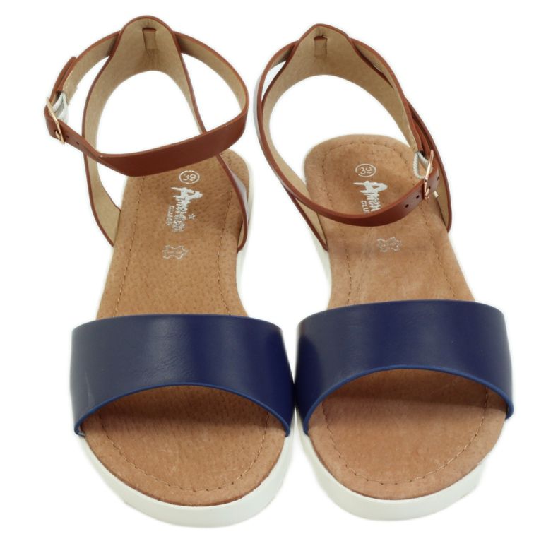 American Club American 170621 leather insole sandals brown navy blue 4 American Club American 170621 leather insole sandals brown navy blue 4