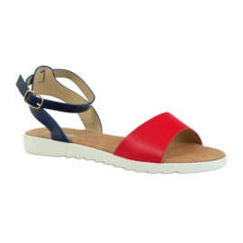 American Club American 170621 leather insole sandals red navy blue 1