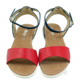 American Club American 170621 leather insole sandals red navy blue 3 American Club American 170621 leather insole sandals red navy blue 3