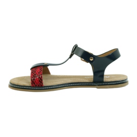 American Club American women's sandals with a leather insole red navy blue 2