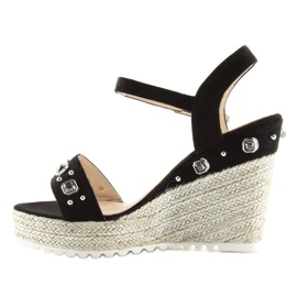 Black Espadrilles on wedges, black TS-2730 Black 1