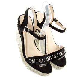 Black Espadrilles on wedges, black TS-2730 Black 2