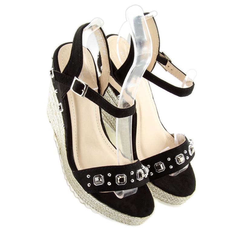 Black Espadrilles on wedges, black TS-2730 Black 2 Black Espadrilles on wedges, black TS-2730 Black 2
