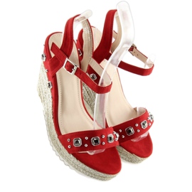 Red Espadrilles on a wedge red TS-2730 Red 2