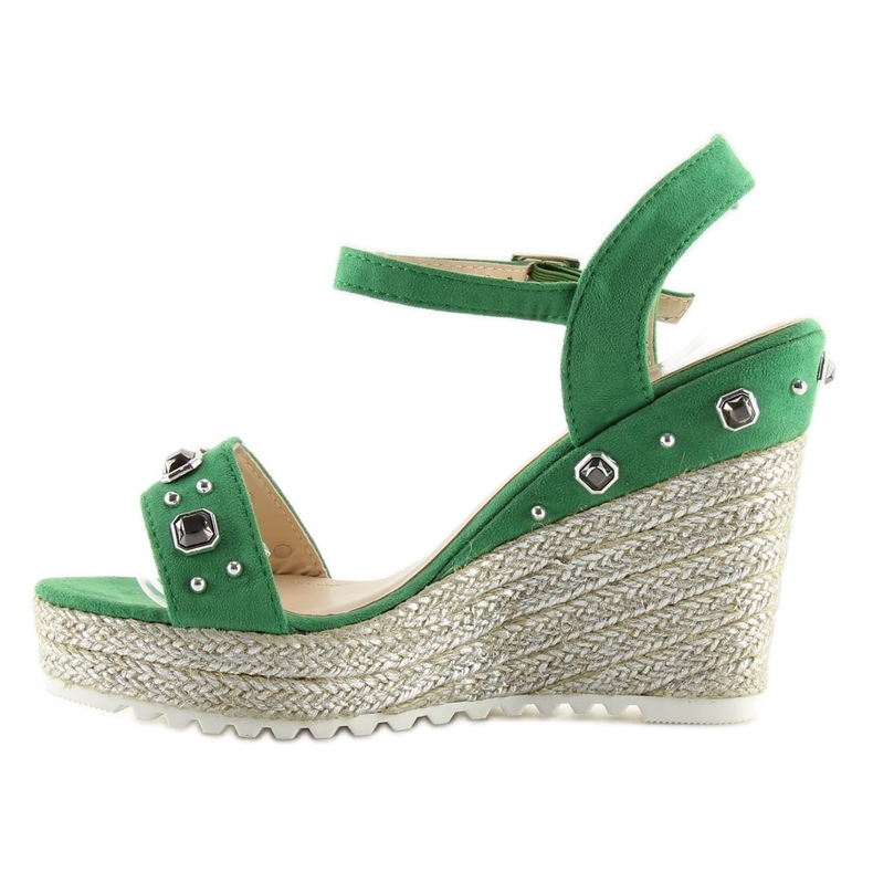 Green Espadrilles on wedges, green TS-2730 Green 1